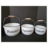 Treasure Gurus 3pc Rustic White Enamel Potato