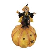 17" Ceramic Witch & Pumpkin Lantern