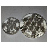 (2) Vintage Glass Flower Frogs, also known as
