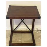 20"x16"x26" Dark Wood C Shaped Accent Table