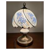 1980s 14" Touch Lamp features a Blue Floral