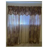 67" Curtain Rod & Brown and Gold Ombre Semi