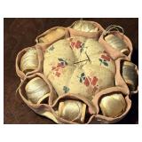 1970s Thread Caddy Pincushion featuring a Floral
