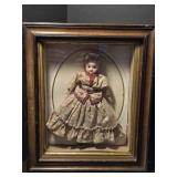 11'ï¿½13' Shadow Box with Very Old Doll Incased