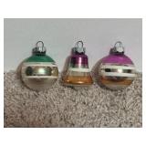 (3) 1950s Shiny Brite Glass Christmas Ornaments