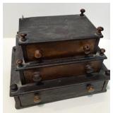 19th-Century 3-Tiered Wooden Sewing Box, often