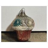2.5' German Mercury Glass Flower Basket Ornament
