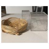 VTG Handcrafted Woven Basket & (2) Clear Acrylic