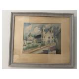 27'x23' Framed Watercolor Painting Depicting the