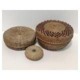 (3) Hand Woven Circular Decrotive Baskets
