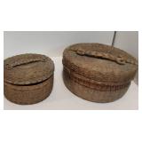 (2) Hand Woven Circular Baskets With Braided