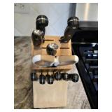 Knife Block w/Faberware & Chicago Cutlery Knives