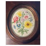 9.5'x11.5ï¿½ VTG Handmade floral crewel embroidery
