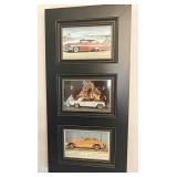 3 Photo Black Frame w/Vintage Car Photos