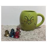 4.5' Ceramic Grinch Coffee Mug w/ 6 Bells
