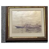 13ï¿½x11ï¿½ Framed print depicts a large yacht or