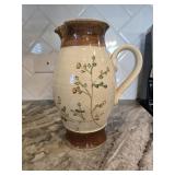 Handmade Pottery Pitcher w/Wooden Utensils