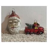 (1) German Glass Santa Claus Ornament & (1)