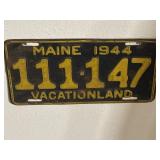 1944 Maine 'Vacationland' license plate featuring