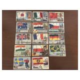 (14) 1956 Topps Flags of the World Trading Cards