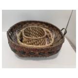 (3) Vintage, Hand-woven Nest Baskets