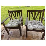 (2) Heavy Wooden Patio Chairs w/ Cushions