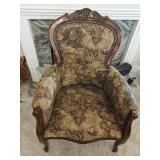 VTG Louis XV Armchair w/ Geographical Print