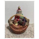 Small Woven Basket w/ (4) Ornaments