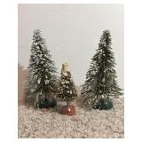 (3) Frosted Bottle Brush Pine Trees