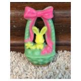 1950s Gurley Yellow Bunny in Green Easter Basket
