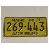VTG Yellow Maine license plate featuring the