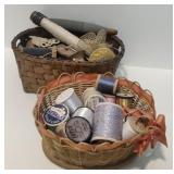 (2) Baskets w/Vintage Sewing Notions
