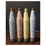 (4) Antique Industrial Wooden Textile Bobbins