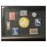 Small Shadow Box w/Vntage Soviet-era Enamel
