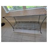 49'ï¿½15'ï¿½28' Wrought Iron and Wicker Console t
