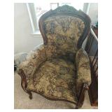 VTG Louis XV Armchair w/ Geographical Print