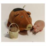 Pig & Piglet Pin Cusions & Measuring Tape