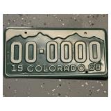 1968 Colorado Sample License Plate