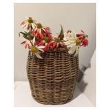 12' Woven Wicker Basket w/ Faux Daisies