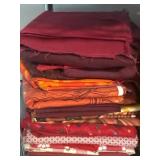Red and Patterned Fabric Pieces