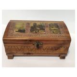 1940s Carved Wooden Footed Jewelry Box