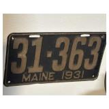 1931 Maine passenger license plate with the