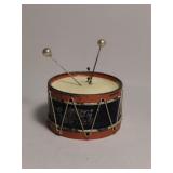 Rare Antique Figural Tin Drum Sewing Novelty