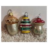 (3) 1950s Shiny Brite Glass Christmas Ornaments