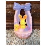1950s Gurley Yellow Bunny in Pink Easter Basket