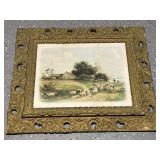 29.5ï¿½ x26.5 Wooden Framed Sheep Pastoral Scene