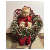 Mid Century Christmas Wreath Snuggle Pals by