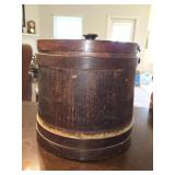 11'ï¿½12.5' Antique Wooden Firkin, a Type of Lidded