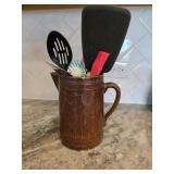 1880s-1920s British Brown Glazed Pottery Pitcher