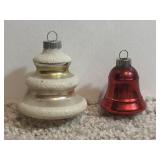 (1) 1950s Shiny Brite Glass Ornament & Glass Bell